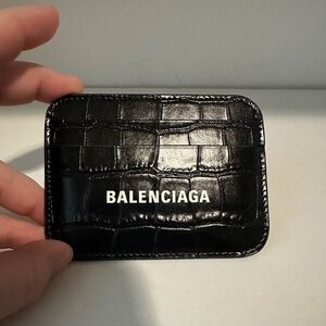 Balenciaga Cardholder Black Shiny Crocodile Embossed Calfskin